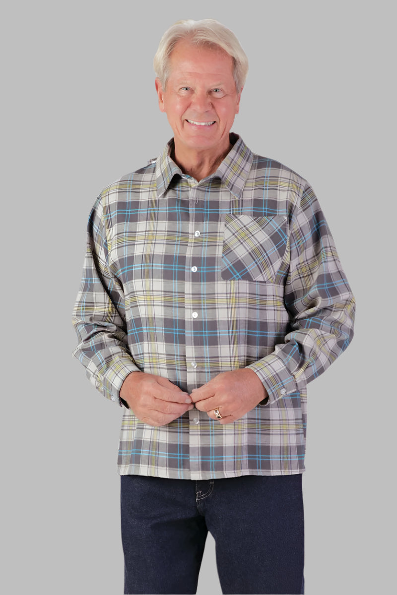 Wrap Back Flannel Shirt for men by Buck & Buck in Blue, and available in different sizes. This tops item is part of our shirts collection.