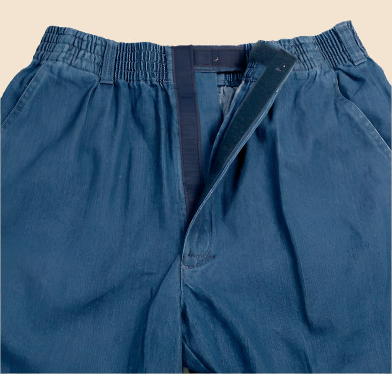 Men's Elastic Waist VELCRO® Fastener Fly Shorts by Buck & Buck in Black, and available in different sizes. This bottoms item is part of our shorts collection.