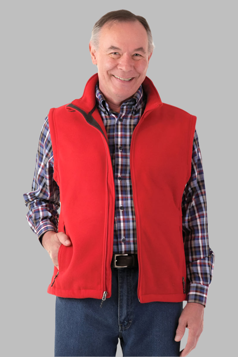 Unisex Polar Fleece Vest by Buck & Buck in Red, and available in different sizes. This tops item is part of our vests collection.