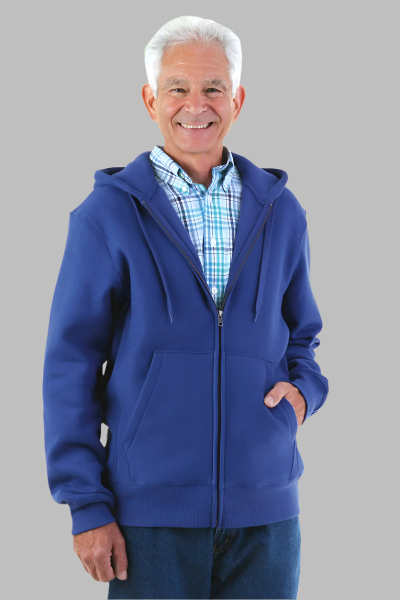 Men's Zip-Front Hoodie-Heavy Weight by Buck & Buck in Navy, and available in different sizes. This outerwear & layering item is part of our hoodies collection.