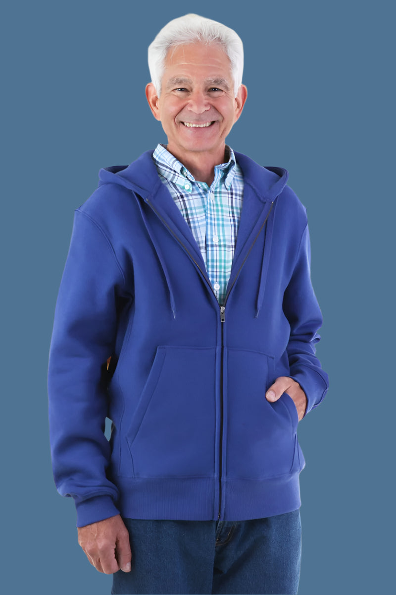 Men's Zip-Front Hoodie-Heavy Weight by Buck & Buck in Royal, and available in different sizes. This outerwear & layering item is part of our hoodies collection.