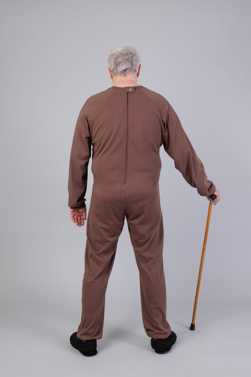 Men's Back-Zip Sleeper Suit in brown by Buck & Buck, and available in different sizes. This one-piece garments item is part of our sleepwear & loungewear collection.