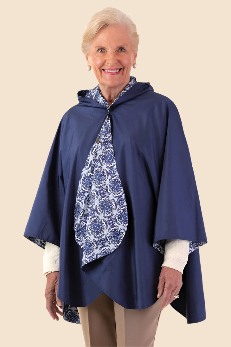 Light Weight Reversible Rain Poncho for women by Buck & Buck in Navy, and available only in a one-size option. This outerwear & layering item is part of our ponchos collection.