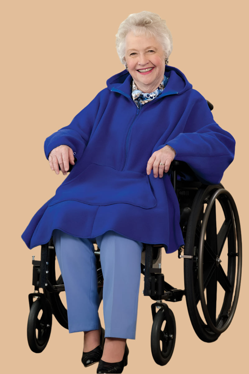 Women's Fleece Poncho by Buck & Buck in Royal, and available only in a one-size option. This outerwear & layering item is part of our ponchos collection.