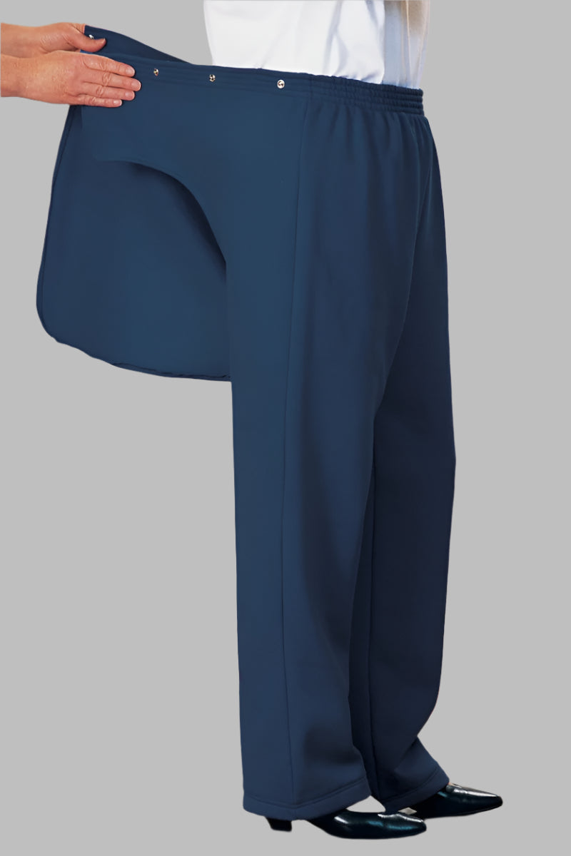 Women's Fleece Back-Flap Pants by Buck & Buck in Navy, and available in different sizes. This bottoms item is part of our trousers collection.