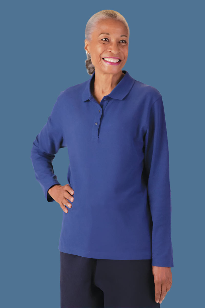Women's Long Sleeve Polo Shirt by Buck & Buck, and available in different sizes. This tops item is part of our polos collection.