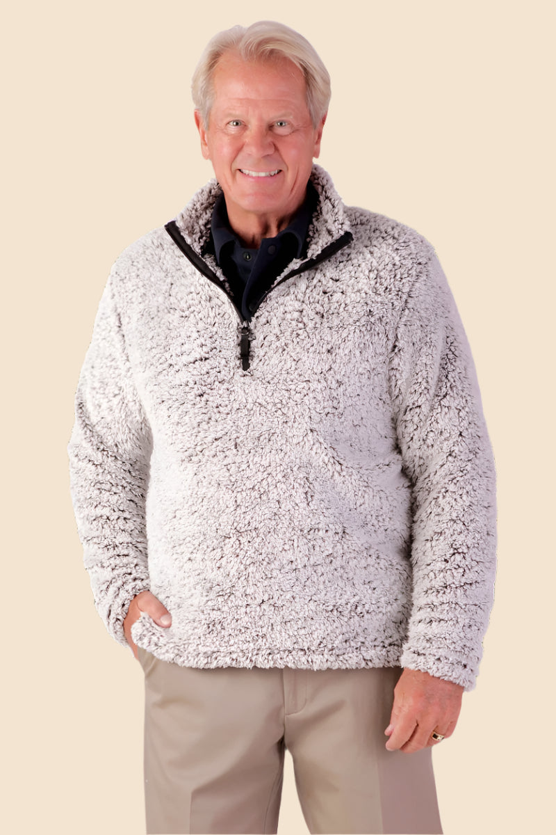 Men's 1/4 Zip Cozy Fleece Pullover by Buck & Buck in Tan/Beige, and available only in a one-size option. This outerwear & layering item is part of our sweaters collection.