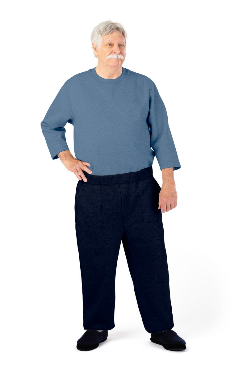 Men's Long Sleeve Fleece Jumpsuit by Buck & Buck in Blue Top/Navy Pants, and available in different sizes. This one-piece garments item is part of our one-pieces collection.