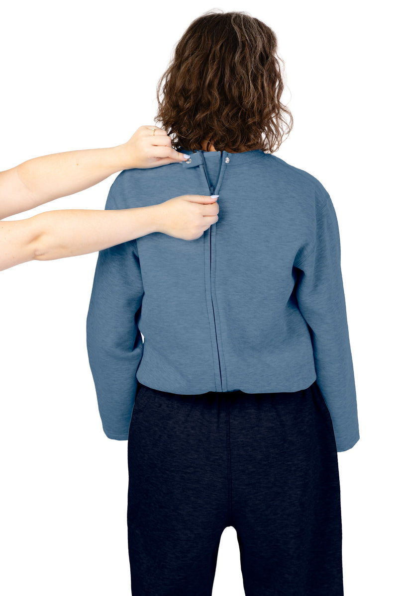 Women's Long Sleeve Fleece Jumpsuit by Buck & Buck in Blue Top/Navy Pants, and available in different sizes. This one-piece garments item is part of our one-pieces collection.