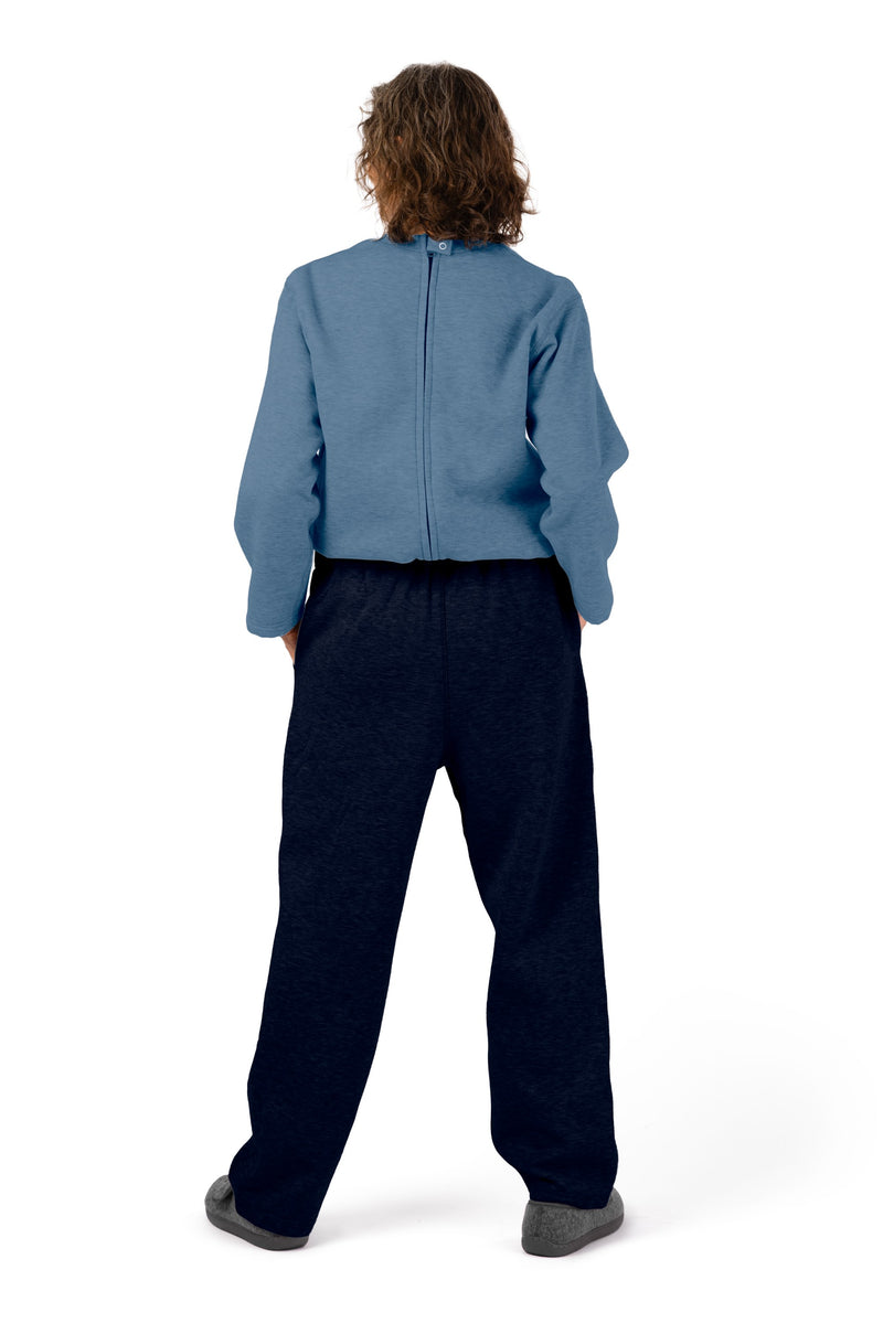 Women's Long Sleeve Fleece Jumpsuit by Buck & Buck in Blue Top/Navy Pants, and available in different sizes. This one-piece garments item is part of our one-pieces collection.