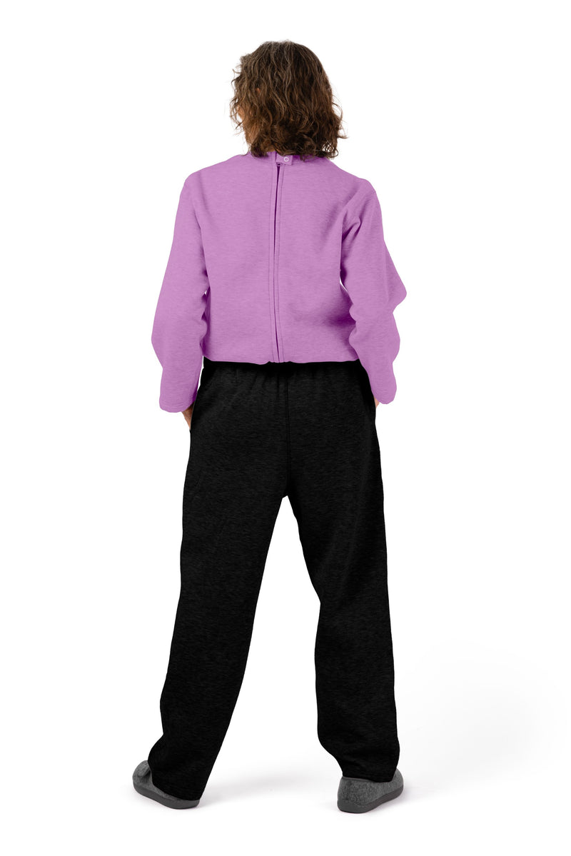 Women's Long Sleeve Fleece Jumpsuit by Buck & Buck in Pink Top/Black Pants, and available in different sizes. This one-piece garments item is part of our one-pieces collection.