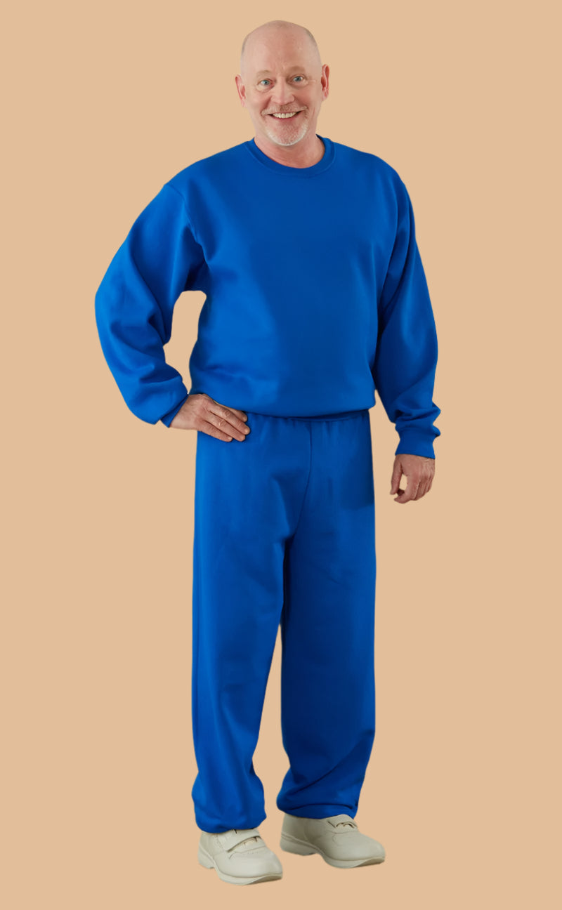 Men's Basic Sweat Jumpsuit by Buck & Buck in royal, and available in different sizes. This one-piece garments item is part of our one-pieces collection.