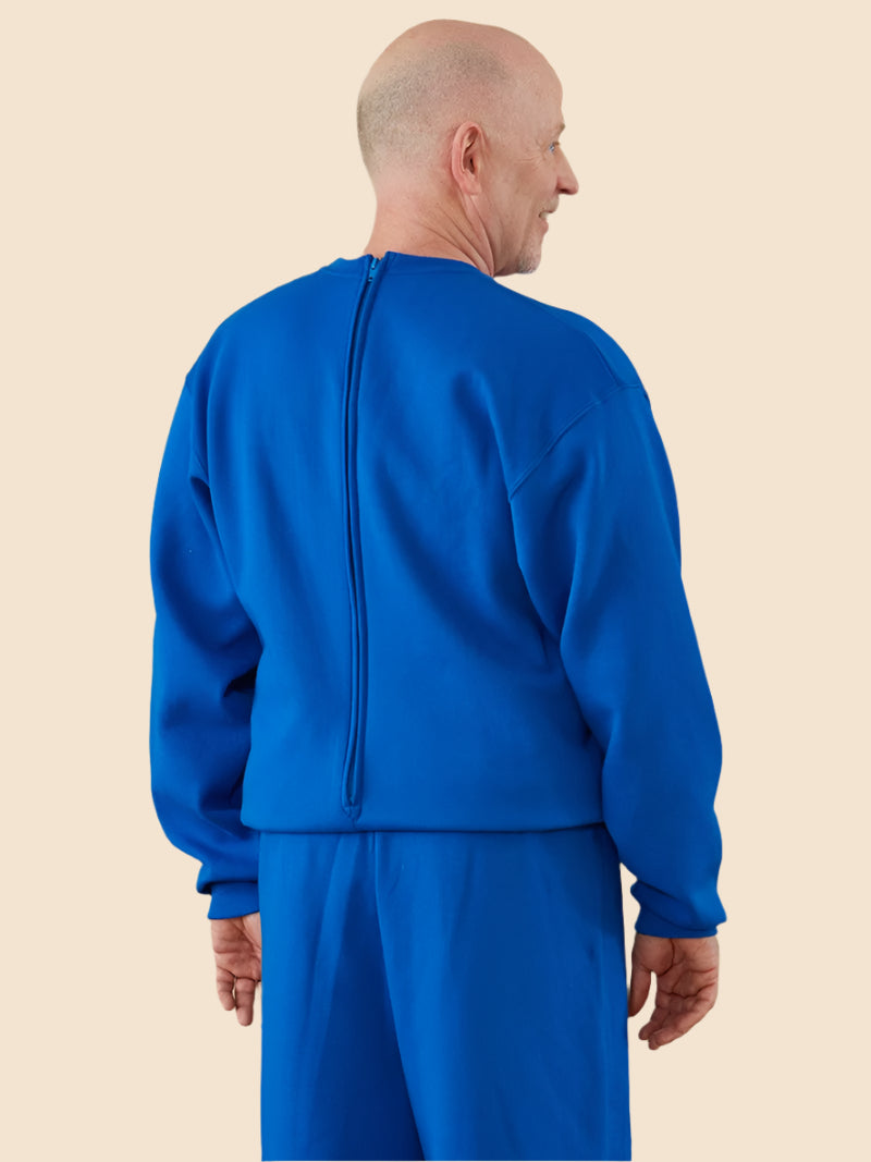 Men's Basic Sweat Jumpsuit by Buck & Buck in royal, and available in different sizes. This one-piece garments item is part of our one-pieces collection.