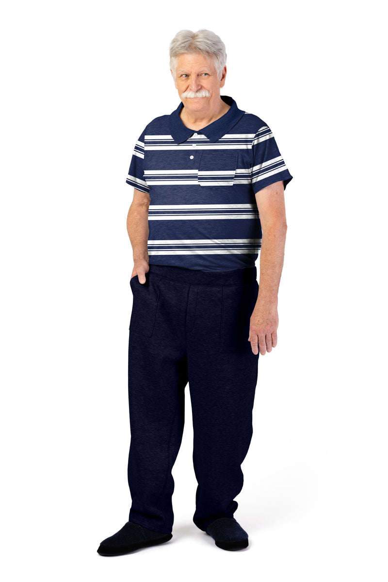 Men's Polo Jumpsuit by Buck & Buck in Navy Top/Navy Pants, and available in different sizes. This one-piece garments item is part of our one-pieces collection.