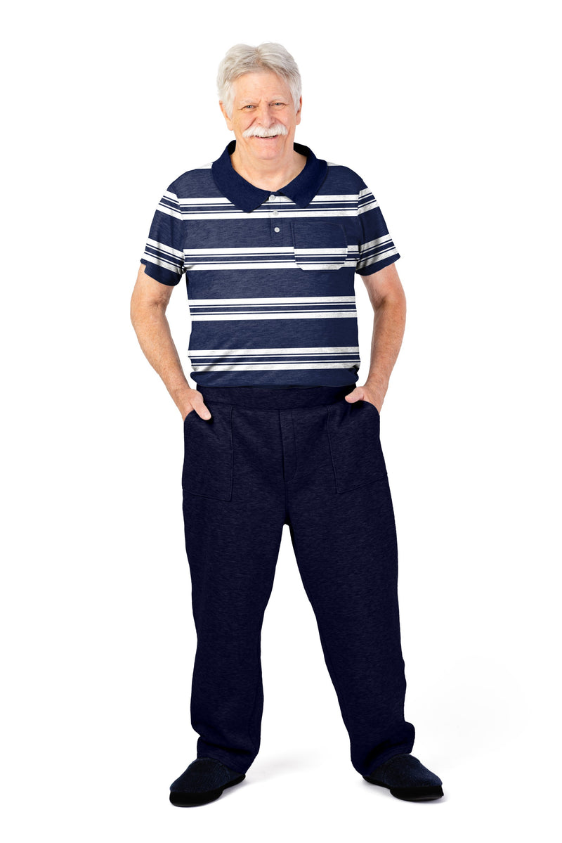 Men's Polo Jumpsuit by Buck & Buck in Navy Top/Navy Pants, and available in different sizes. This one-piece garments item is part of our one-pieces collection.