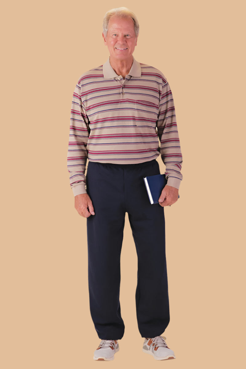 Men's Long Sleeve Polo Jumpsuit by Buck & Buck in Black Top/Black Pants, and available in different sizes. This one-piece garments item is part of our one-pieces collection.