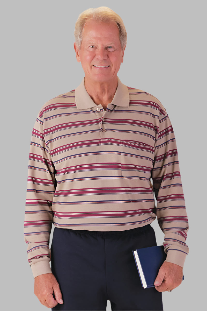 Men's Long Sleeve Polo Jumpsuit by Buck & Buck in Red Top/Black Pants, and available in different sizes. This one-piece garments item is part of our one-pieces collection.