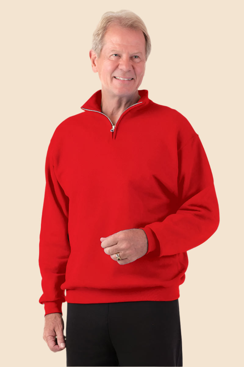 Men's 1/4 Zip Jumpsuit by Buck & Buck in Red Top/Black Pants, and available in different sizes. This one-piece garments item is part of our one-pieces collection.