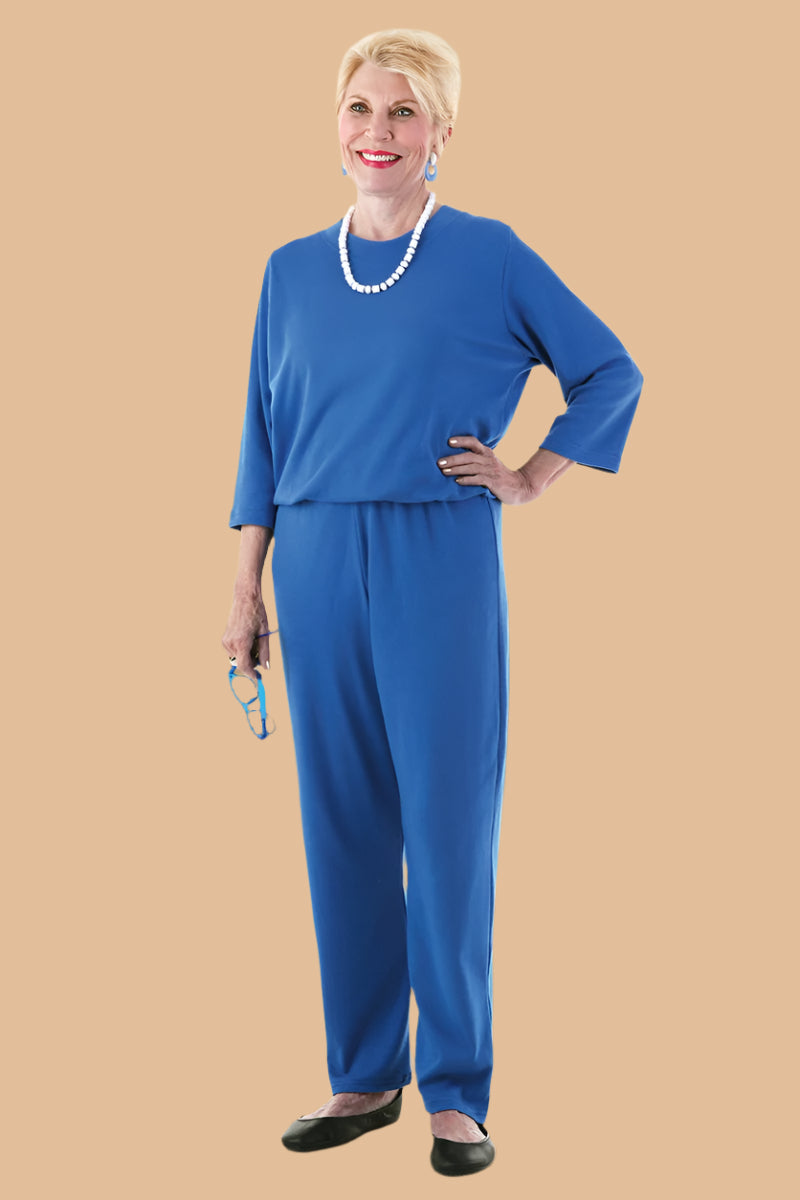Women's Basic Perfect-Fit Jumpsuit by Buck & Buck in Royal, and available in different sizes. This one-piece garments item is part of our one-pieces collection.
