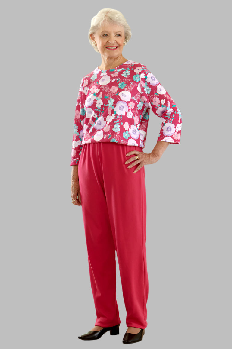 Printed Top Perfect Fit Jumpsuit for women by Buck & Buck in Red, and available in different sizes. This one-piece garments item is part of our one-pieces collection.