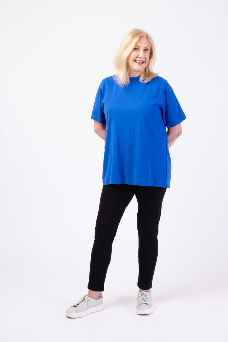 Women's Short Sleeve Wrap Back T-Shirt by Buck & Buck in royal, and available in different sizes. This tops item is part of our t-shirts collection.