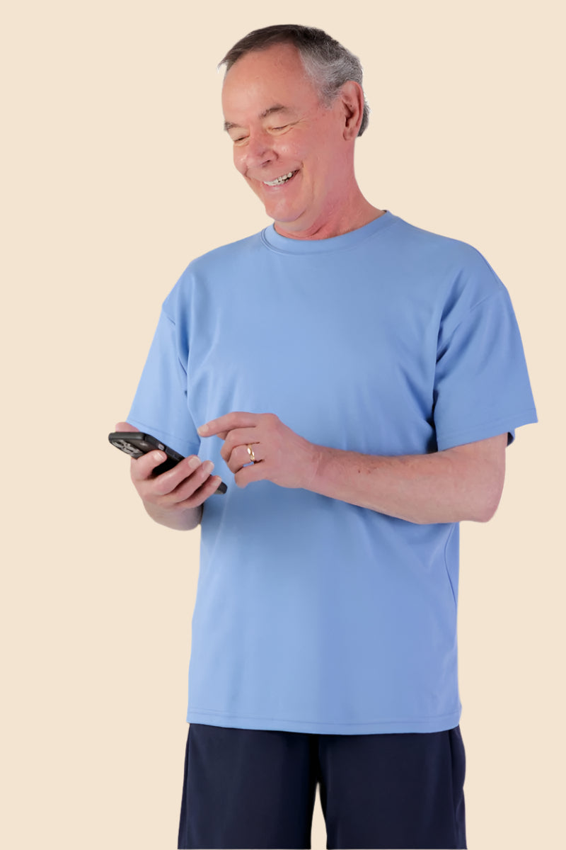 Men's Short Sleeve Wrap Back T-Shirt by Buck & Buck, and available in different sizes. This tops item is part of our t-shirts collection.