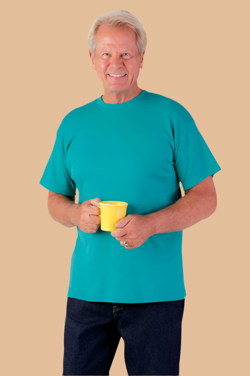 Men's Short Sleeve Wrap Back T-Shirt by Buck & Buck, and available in different sizes. This tops item is part of our t-shirts collection.