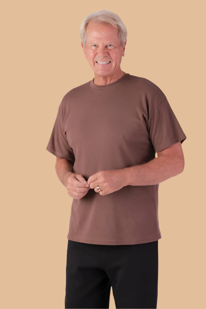 Men's Short Sleeve Wrap Back T-Shirt by Buck & Buck, and available in different sizes. This tops item is part of our t-shirts collection.