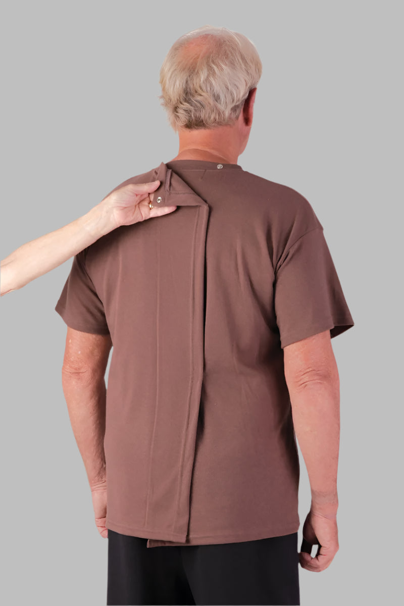 Men's Short Sleeve Wrap Back T-Shirt by Buck & Buck in Gray, and available in different sizes. This tops item is part of our t-shirts collection.