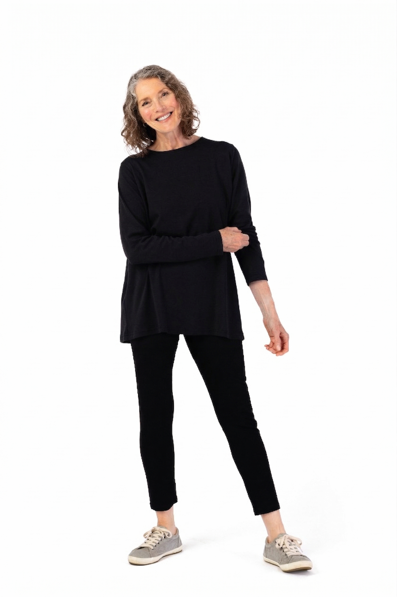 Women’s Long Sleeve Wrap Back T-Shirt + by Buck & Buck in black, and available in different sizes. This shirt item is part of our tops collection.