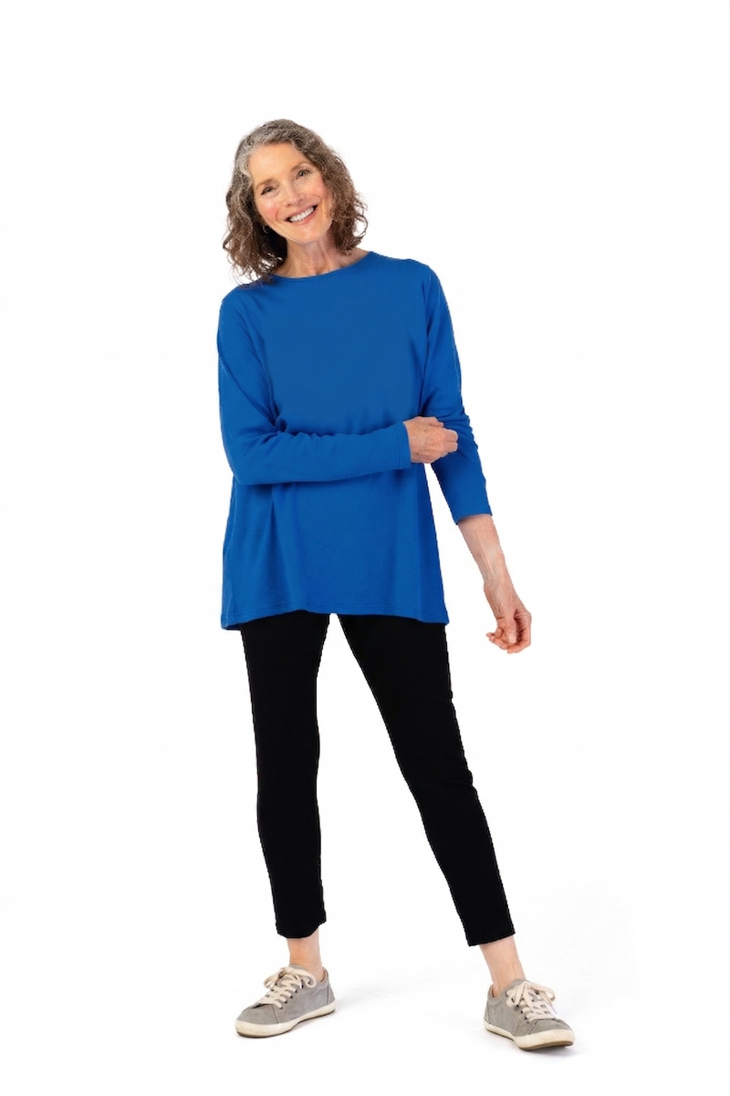 Women’s Long Sleeve Wrap Back T-Shirt + by Buck & Buck in royal, and available in different sizes. This shirt item is part of our tops collection.