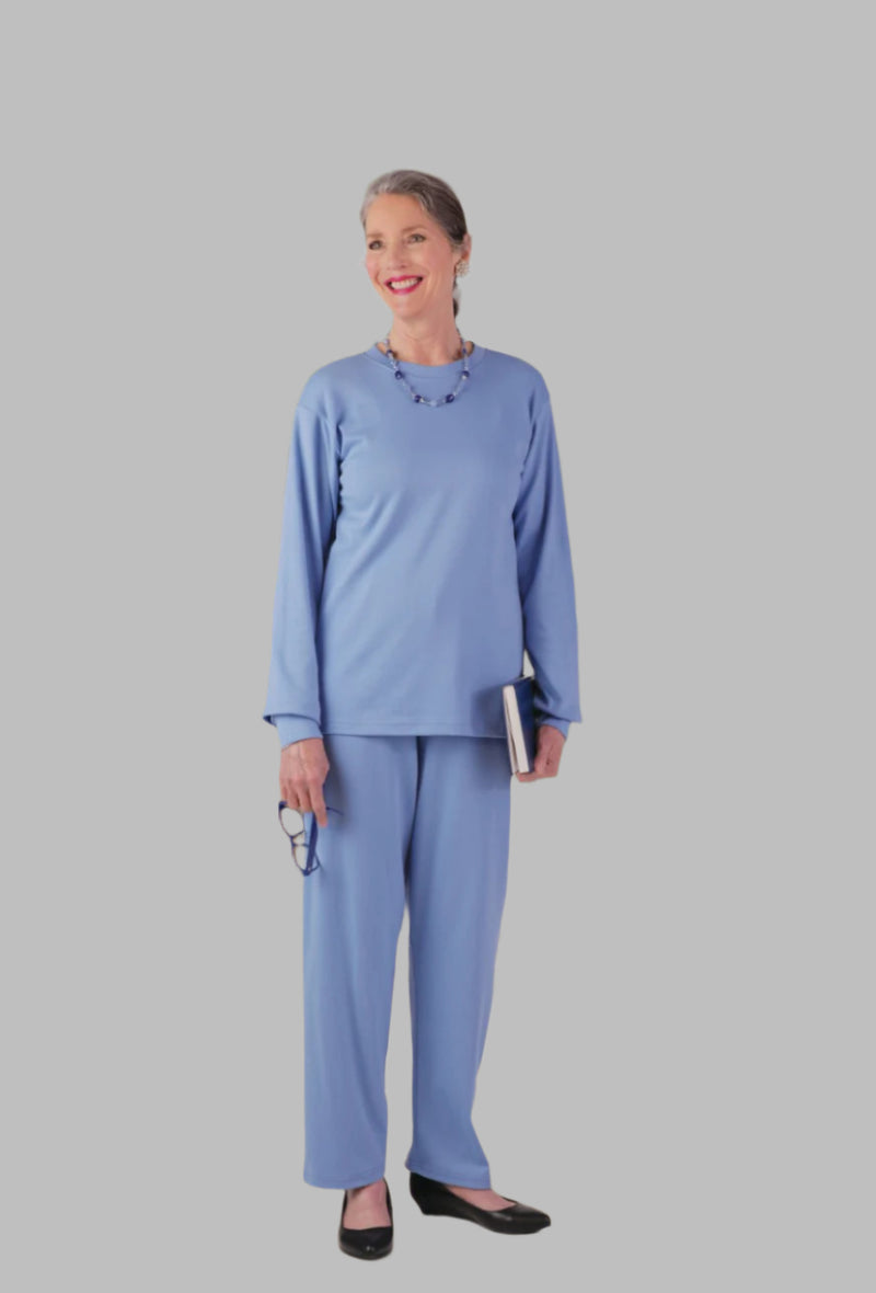 Women's Long Sleeve Wrap Back T-Shirt by Buck & Buck in Royal, and available in different sizes. This tops item is part of our t-shirts collection.