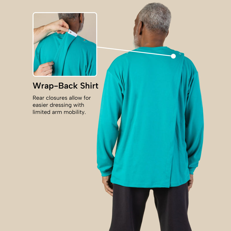 Men's Long Sleeve Solid wrap back T-Shirt by Buck & Buck in jade, and available in different sizes. This tops item is part of our t-shirts collection.