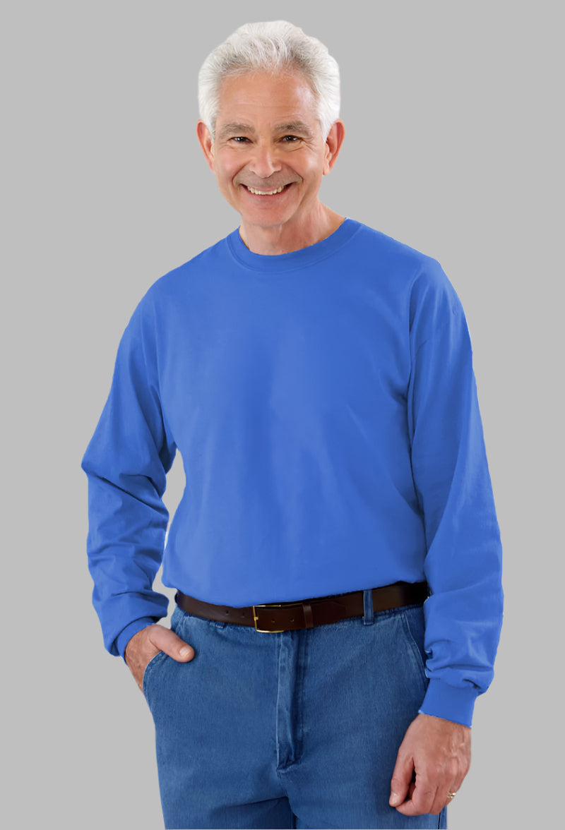 Men's Long Sleeve Solid T-Shirt by Buck & Buck in Royal, and available in different sizes. This tops item is part of our t-shirts collection.