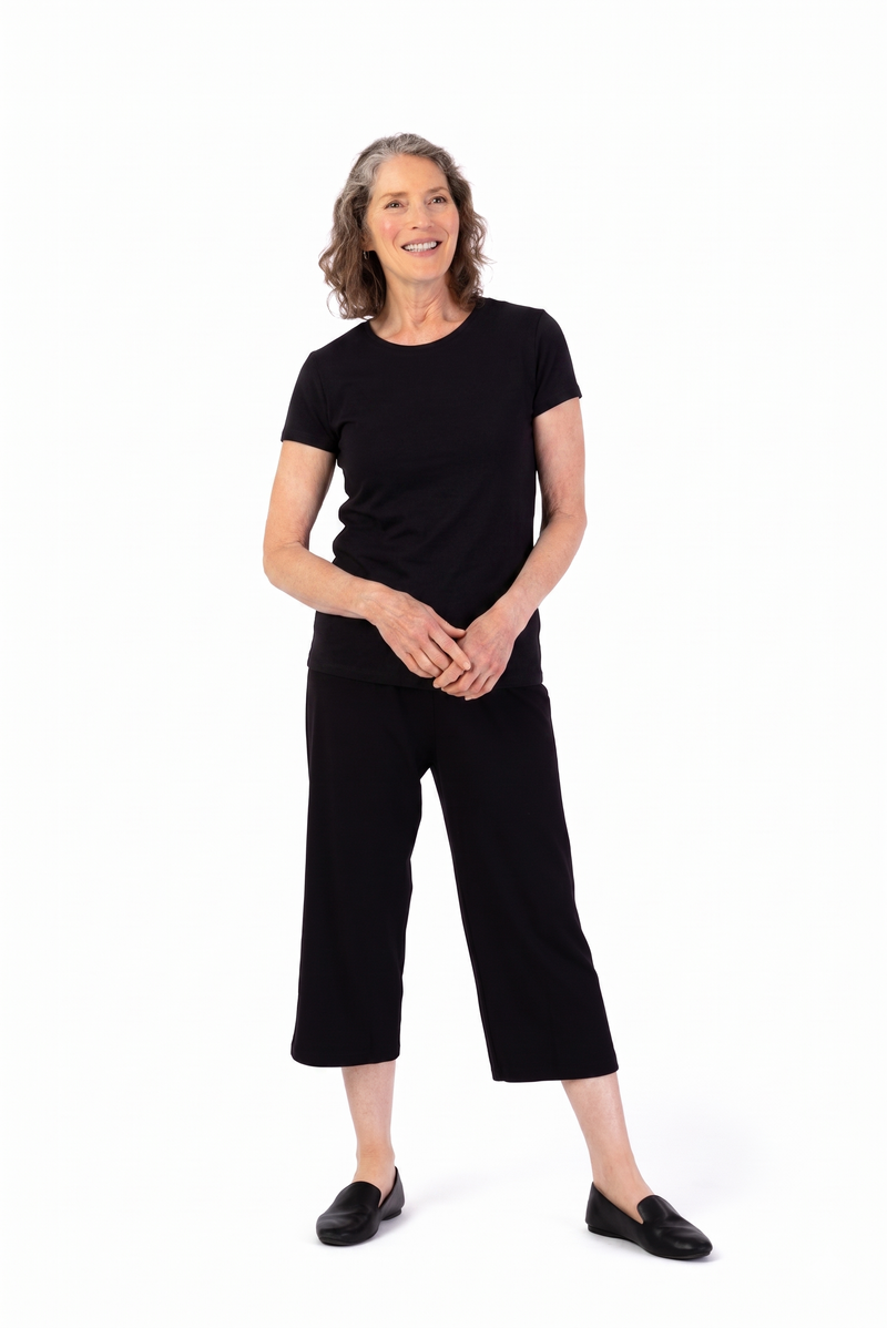 Women's Short Sleeve Solid T-Shirt by Buck & Buck in black, and available in different sizes. This tops item is part of our t-shirts collection.