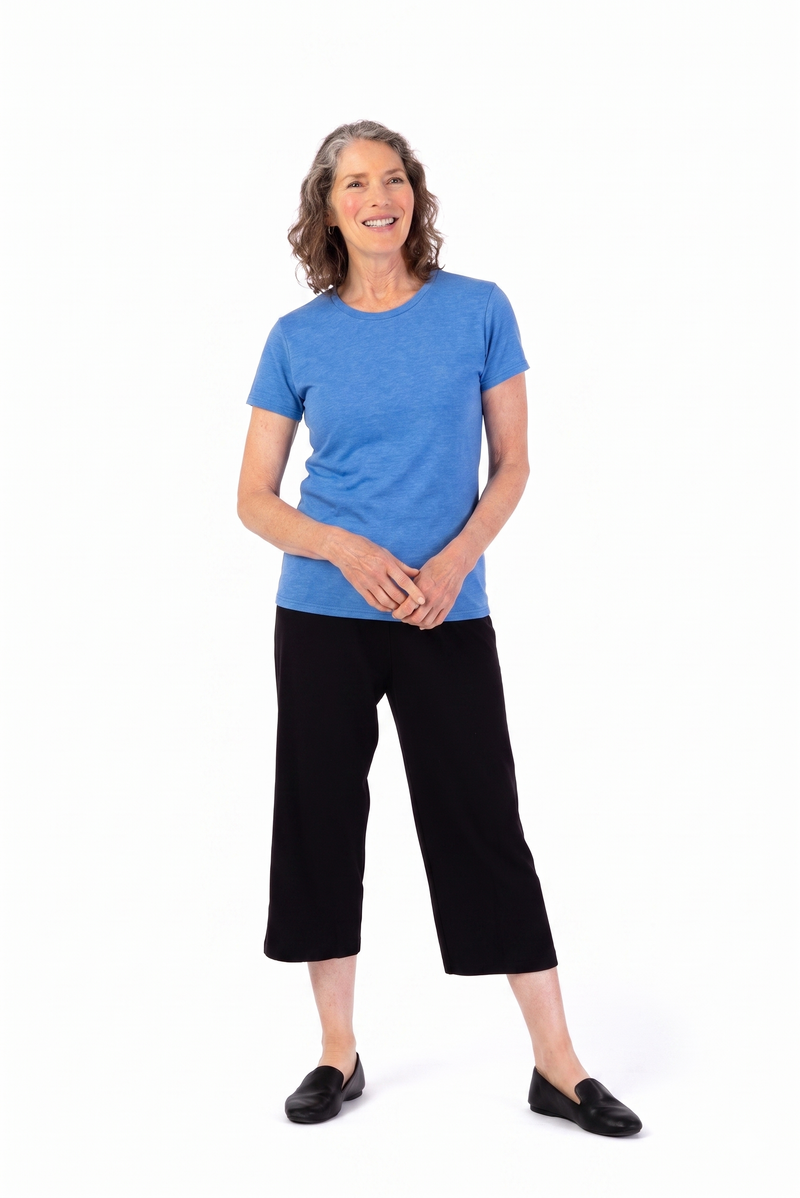 Women's Short Sleeve Solid T-Shirt by Buck & Buck in medium blue, and available in different sizes. This tops item is part of our t-shirts collection.