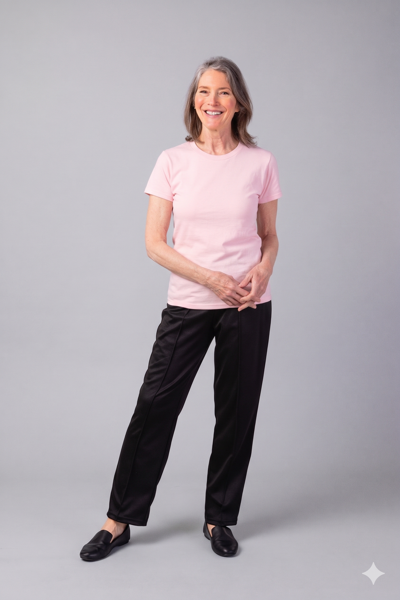 Women's Short Sleeve Solid T-Shirt by Buck & Buck in pink, and available in different sizes. This tops item is part of our t-shirts collection.