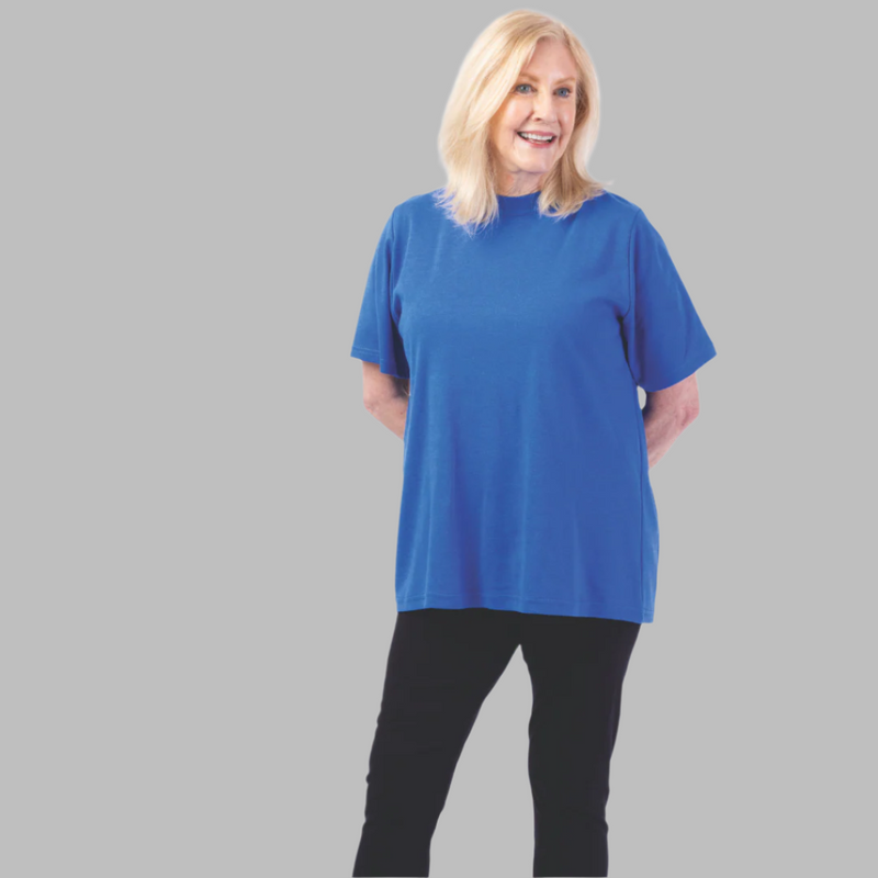 Women's Short Sleeve Solid T-Shirt by Buck & Buck in Royal, and available in different sizes. This tops item is part of our t-shirts collection.