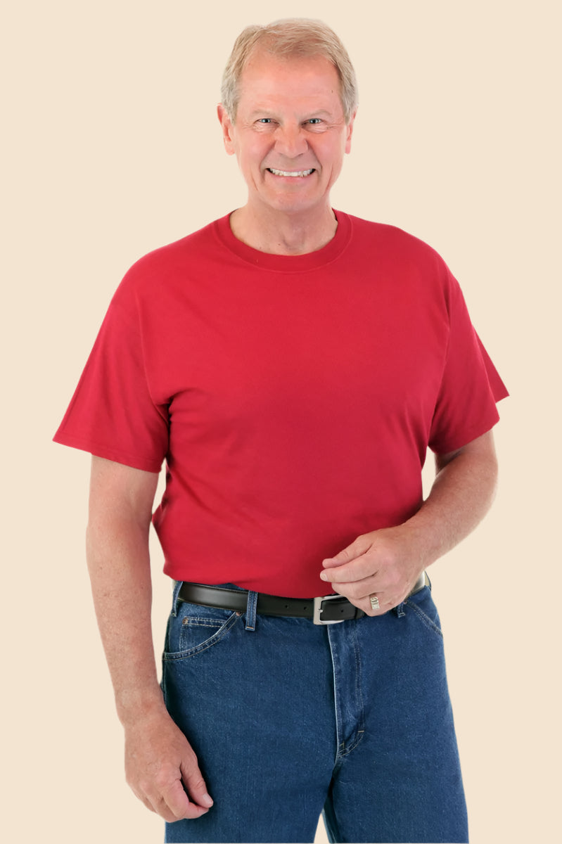 Men's Short Sleeve Solid T-Shirt by Buck & Buck, and available in different sizes. This tops item is part of our t-shirts collection.