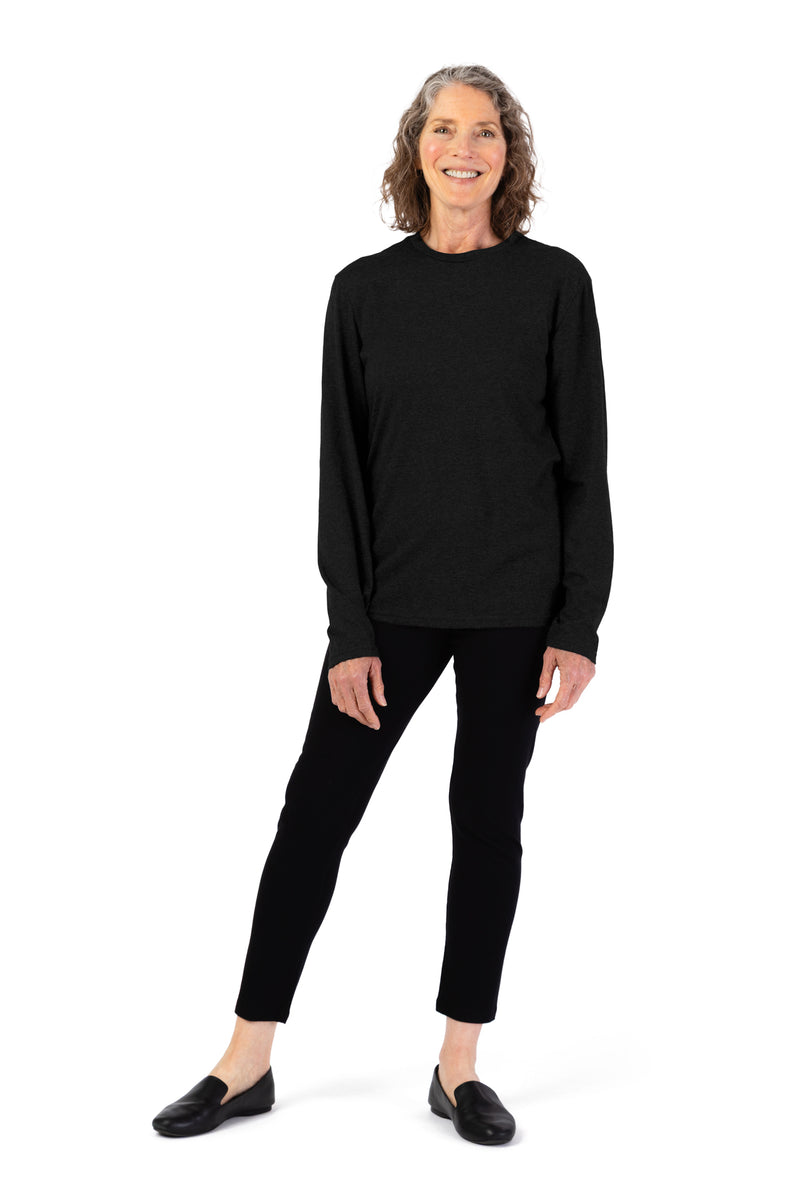 Women's Long Sleeve Solid T-Shirt by Buck & Buck in Black, and available in different sizes. This tops item is part of our t-shirts collection.