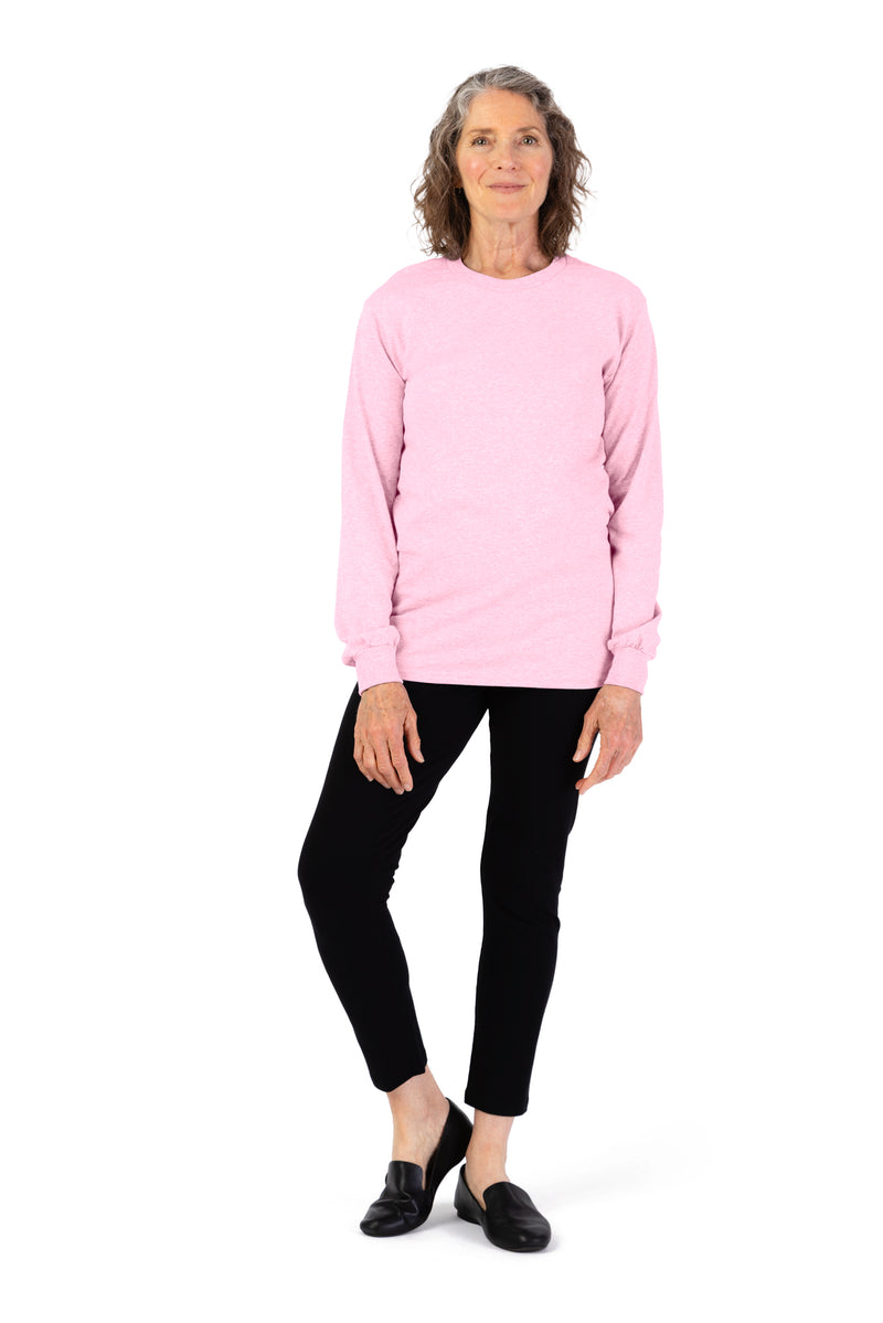Women's Long Sleeve Solid T-Shirt by Buck & Buck in Pink, and available in different sizes. This tops item is part of our t-shirts collection.