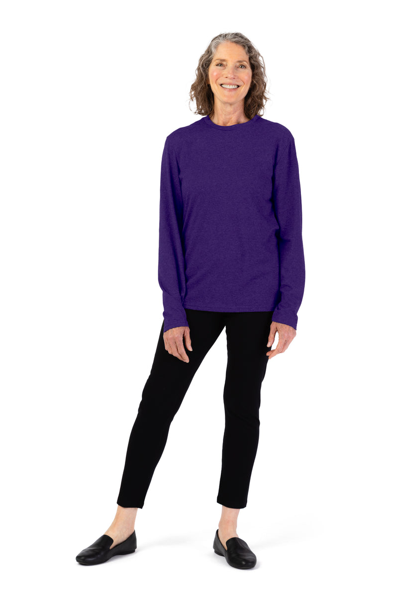 Women's Long Sleeve Solid T-Shirt by Buck & Buck in Purple, and available in different sizes. This tops item is part of our t-shirts collection.