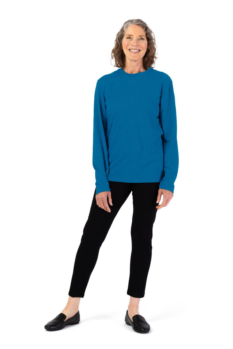 Women's Long Sleeve Solid T-Shirt by Buck & Buck in Turquoise, and available in different sizes. This tops item is part of our t-shirts collection.
