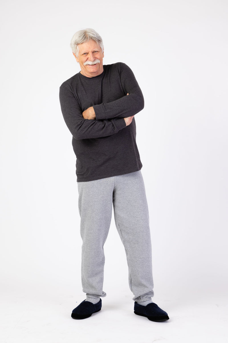Men's Long Sleeve Solid T-Shirt by Buck & Buck in charcoal, and available in different sizes. This tops item is part of our t-shirts collection.