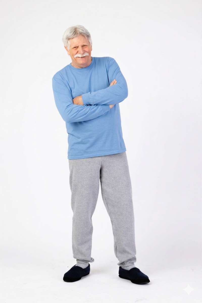 Men's Long Sleeve Solid T-Shirt by Buck & Buck in medium blue, and available in different sizes. This tops item is part of our t-shirts collection.