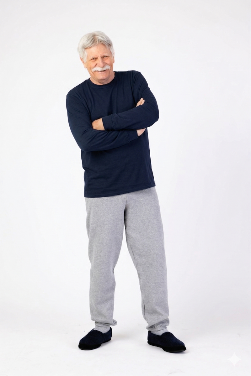 Men's Long Sleeve Solid T-Shirt by Buck & Buck in navy, and available in different sizes. This tops item is part of our t-shirts collection.