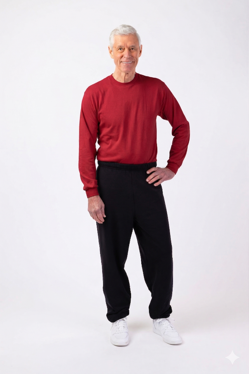 Men's Long Sleeve Solid T-Shirt by Buck & Buck in red, and available in different sizes. This tops item is part of our t-shirts collection.