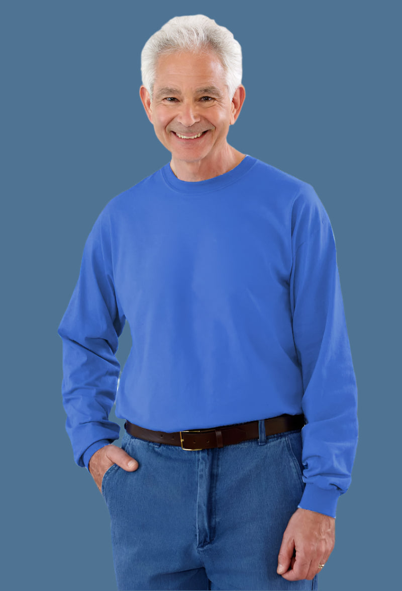 Men's Long Sleeve Solid T-Shirt by Buck & Buck in Royal, and available in different sizes. This tops item is part of our t-shirts collection.