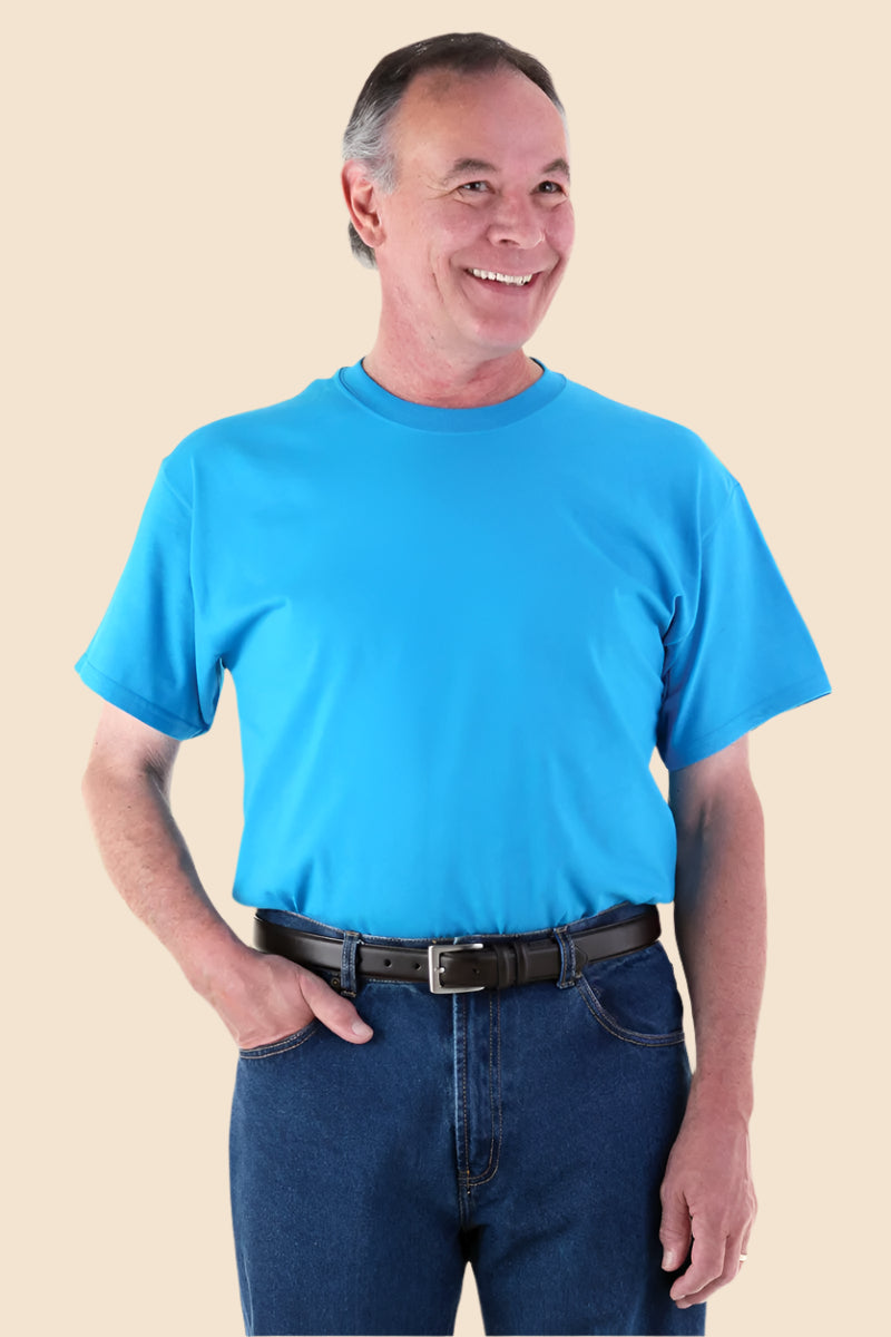 Men's Short Sleeve Solid Snap Back T-Shirt by Buck & Buck, and available in different sizes. This tops item is part of our t-shirts collection.