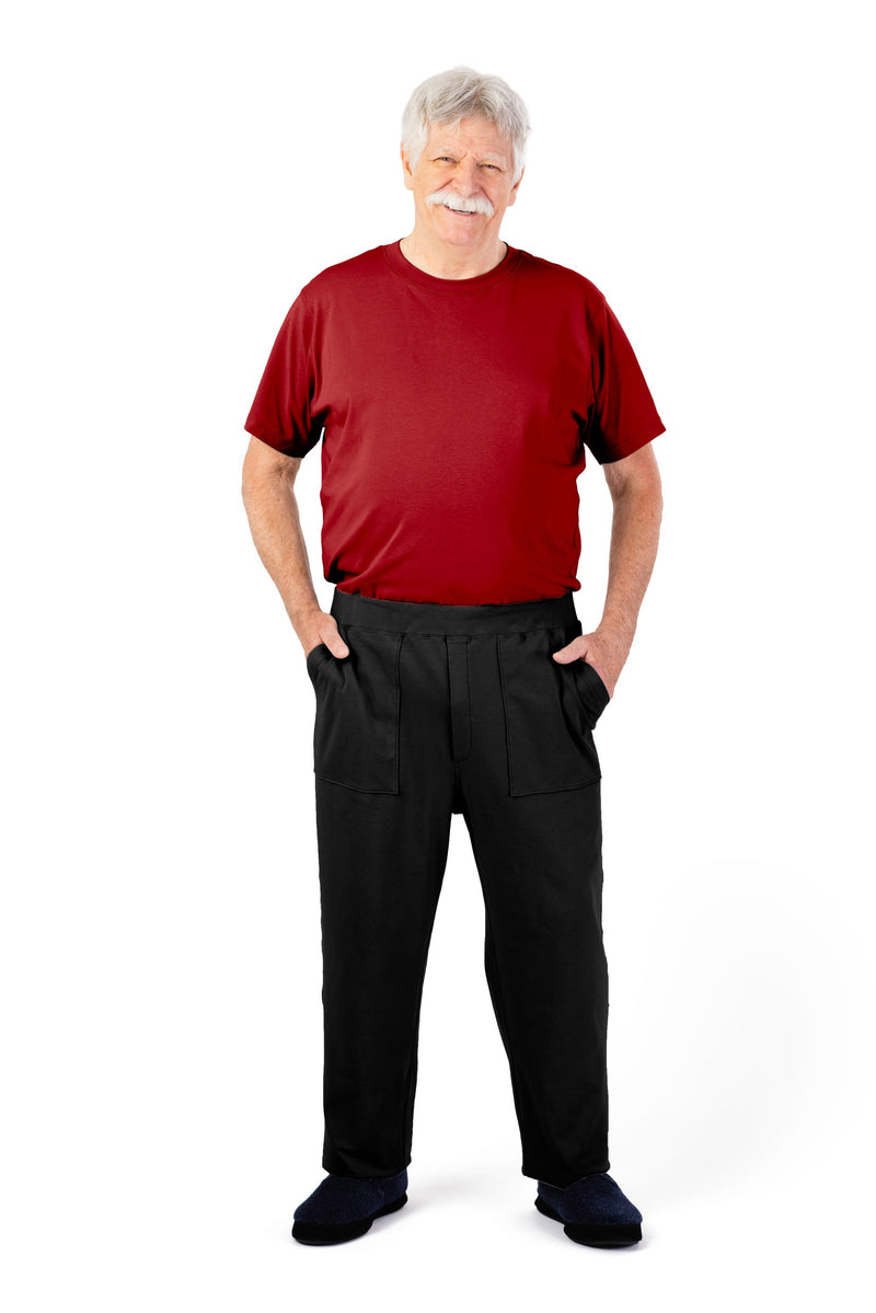 Men's Short Sleeve Jumpsuit by Buck & Buck in Red Top/Black Pants, and available in different sizes. This one-piece garments item is part of our one-pieces collection.
